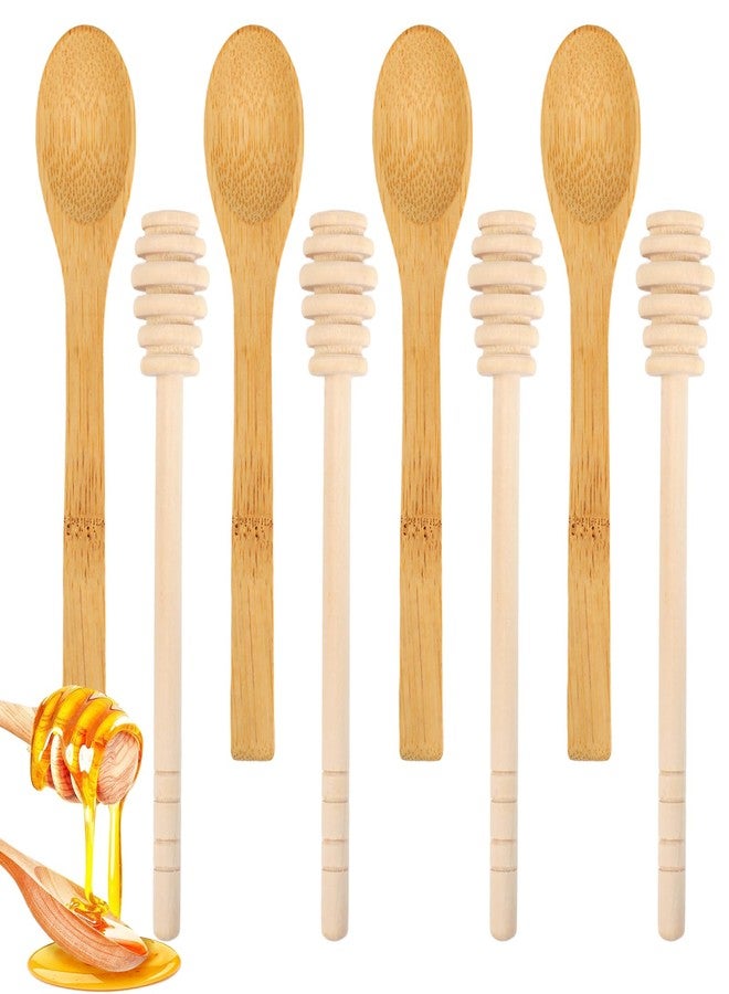 Ninsula 8PCS Wooden Honey Dipper Set, 6.2 Inch Honey Dipper Sticks Honey Spoon, Mini Honeycomb Stick for Evenly Drizzling Honey Over Food and Wedding Party Gift - Image 1